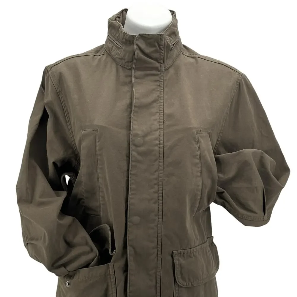 Madewell Men's Field Jacket Small Cargo Green Packable Hood Pockets 100% Cotton